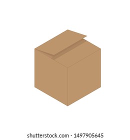 A little open delivery box. Postal parcel. Box. Isometric style vector illustration.