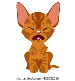 The little orange kitten crying. Vector illustration.