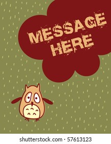 little owl doodle message card