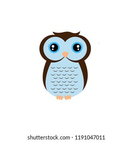 Little owl flat vector illustration isolated on a white background.