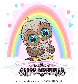 Little Owl Good Morning Clipart Nursery Stock Vector (Royalty Free ...