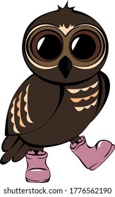 little owl under an umbrella vector illustration