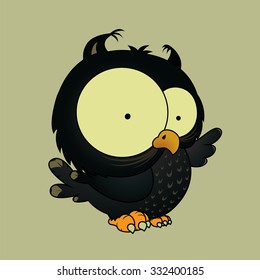 Little owl.Cute and sweet looking cartoon character.Isolated vector illustration