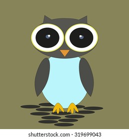 little owlet walking along the path. Vector