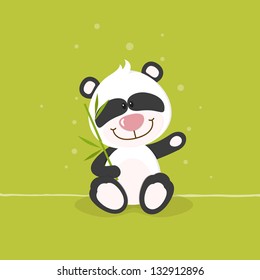 Little panda with bamboo