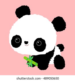 The little panda with bamboo. Children's character. Animals of China.