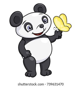 Little panda and butterfly
