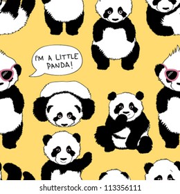 I'm a little panda / Funny children's pattern with punk panda