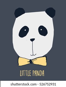 little panda head drawing for baby tee print