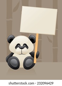 Little panda holds up the message of your choice. Bamboo background can be extended.