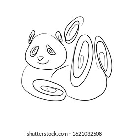 a little panda lies on its back, plays, smiles. Panda is happy. vector illustration isolated on white background