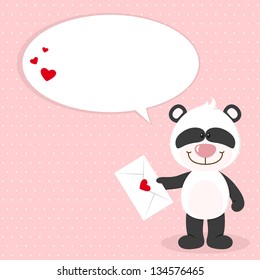 Little panda with love letter