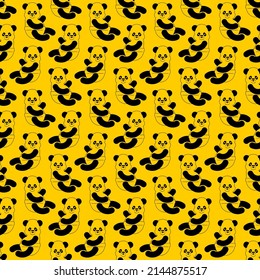 Little Panda pattern seamless. Chinese bear little kid background. beast small children texture. Vector ornament