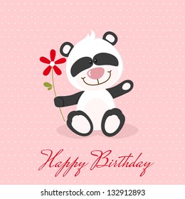 Little panda with red flower
