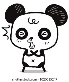 Little panda standing with the crossed arms, no sign. Refuse gesture. Kawaii style cartoon