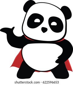 Little panda super hero with a red cloak