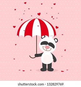 Little panda with umbrella