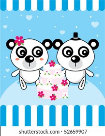 little panda wedding greeting card