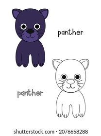 Little panther coloring book  coloring book for preschool kids and easy educational game level  Simple linear design 