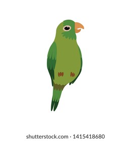 Little Parrot Bird, Cute Green Budgie Home Pet Vector Illustration