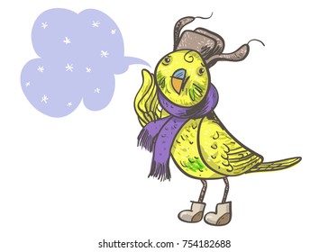 Little parrot in winter