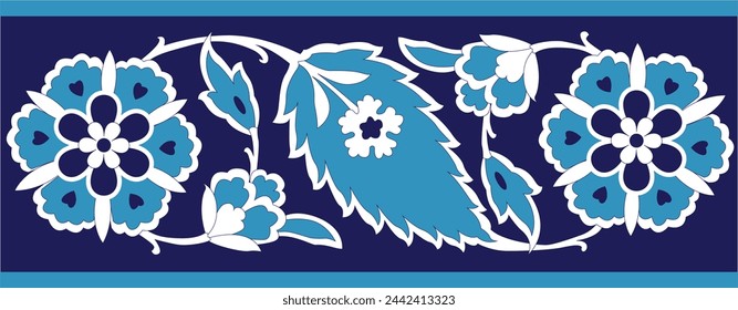 Little part of Islamic ornament in blue background. Islamic art and ornaments. Uzbekistan ornaments. 