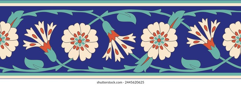 Little part of Islamic ornament in blue background. Islamic art and ornaments. Uzbekistan ornaments. 