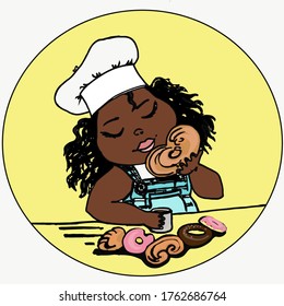 Little pastry chef. Profession or hobby illustration. Chef's day card