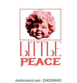 Little peace slogan and human statue illustration , streetwear design