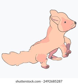 Little peach fox. Caricature of an animal. Vector image.