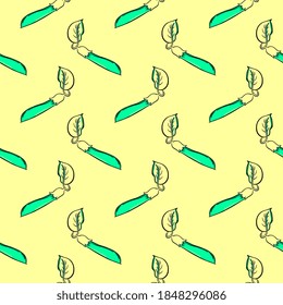 Little peas, seamless pattern on yellow background.