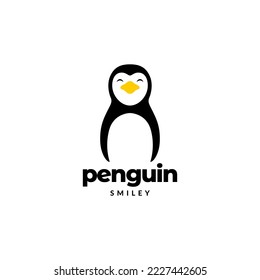 little penguin colored smile cute mascot modern logo design vector