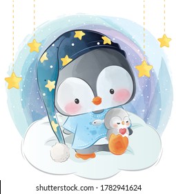 Pingüino Pequeño Con Su Pequeña Muñeca