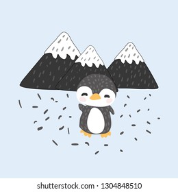 Little penguin stands.