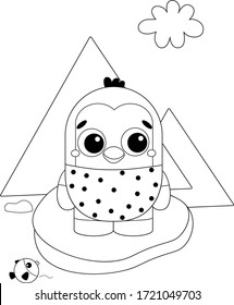
Little penguin is swimming on an ice floe