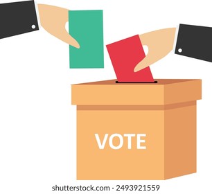 the little people put the ballots into the Regional General Election Box or the Presidential Election. Flat vector illustration design

