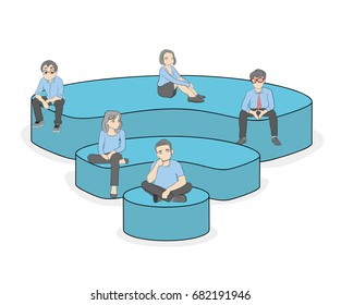 Little people are sitting on the wi-fi icon. The concept of modern youth communication. vector illustration.