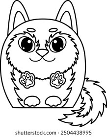 Little pet animal for children coloring book. Cute vector dog husky in a cartoon style. 