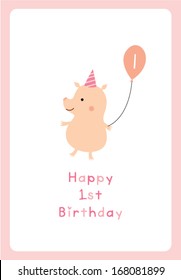 little pig 1st birthday card