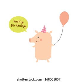 little pig birthday greeting card