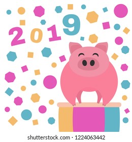 Little Pig. Chinese New Year. 2019 The year of the pig. 