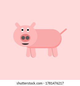 Little pig cute illustration vector 