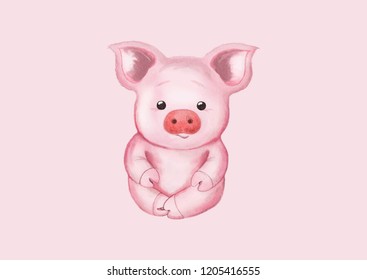Little Pig. Cute watercolor illustration