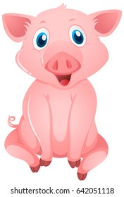 Little pig with happy face illustration