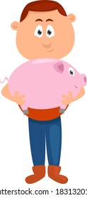 Little pig, illustration, vector on white background