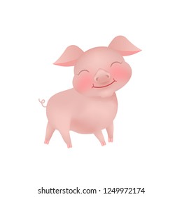 little pig on the isolated background, the symbol of Chinese new year