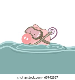 little pig snorkeling