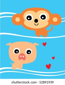 little piggy love monkey