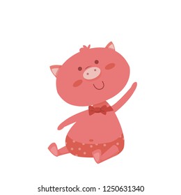 little piggy sitting in shorts