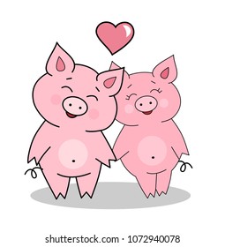 Little piglets in love vector